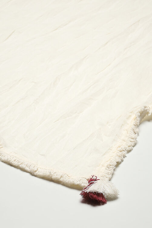Cream Cotton Woven Dupatta image number 1